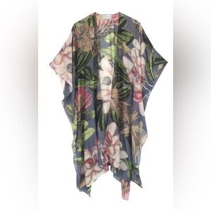 ONE HUNDRED STARS Botanical Floral Kimono Duster Boho One Size Fits Most.